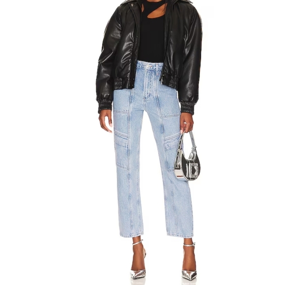 Agolde Cooper Cargo Jeans In Rank Light Wash - Picture 1 of 10